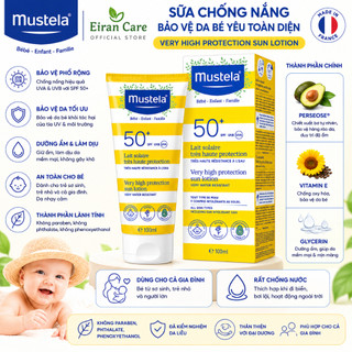 Mustela - Pháp: Kem Chống Nắng Cho Trẻ Em và Người Lớn - Very High Protection Sun Lotion SPF 50+