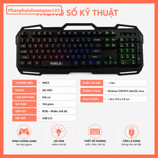 Bàn Phím Giả Cơ iMICE AK-400 LED RGB – 104 Phím Gaming USB Plug & Play Tặng Kèm Chuột Máy Tính (1)