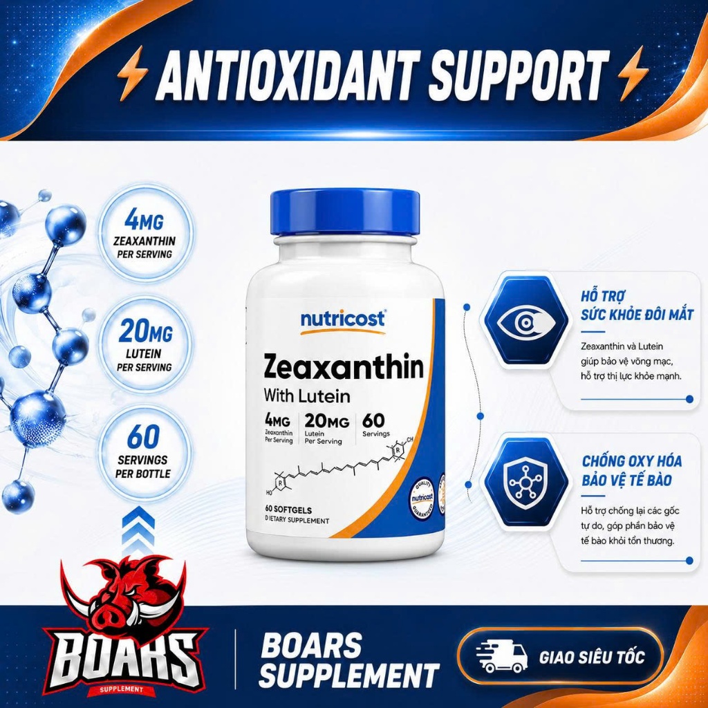 Nutricost Zeaxanthin 4mg Lutein 20mg Hỗ Trợ Dinh Dưỡng Cho Mắt