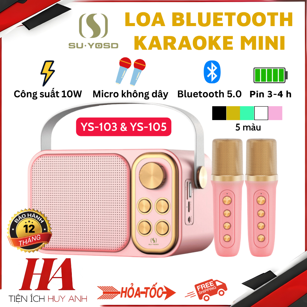 Loa Bluetooth Mini Karaoke Kèm Micro YS-105 và YS-103 SU-YOSD -  Bass cực đã tai , Âm thanh siêu hay