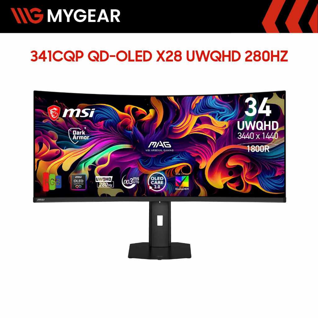 Màn hình Gaming MSI MAG 341CQP QD-OLED X28 34 Inch QD-OLED UWQHD 280Hz G-SYNC FreeSync