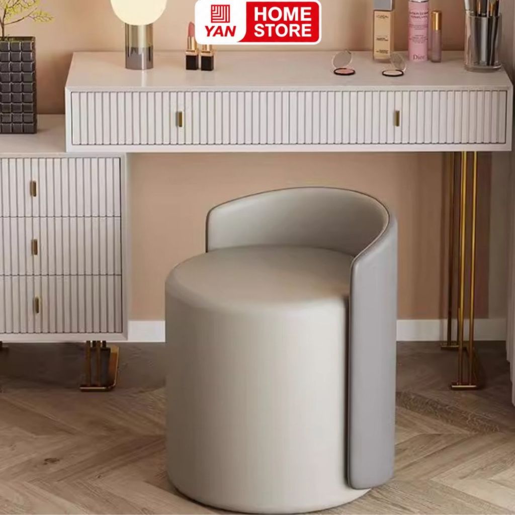 Ghế đôn bọc da cao cấp màu cam sang trọng - GC51