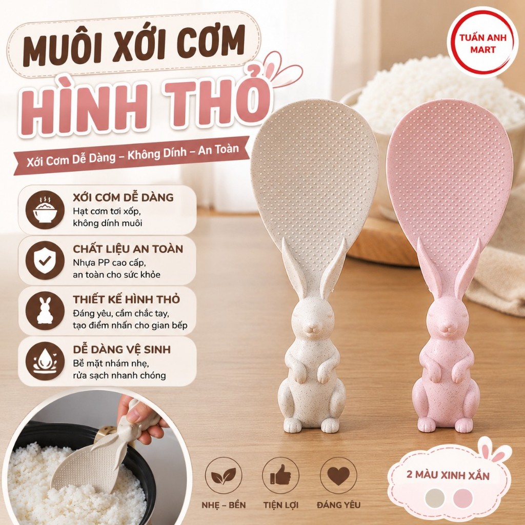 Combo 10 cái Muôi xới cơm hình thỏ