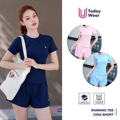 Set đồ thể thao nữ áo Running Tee quần Gina Short Today U Wear tập gym, đạp xe thoáng mát thấm hút mồ hôi
