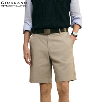 [Online Exclusive] GIORDANO Quần Short Kaki Nam Dệt Thoi 01106349