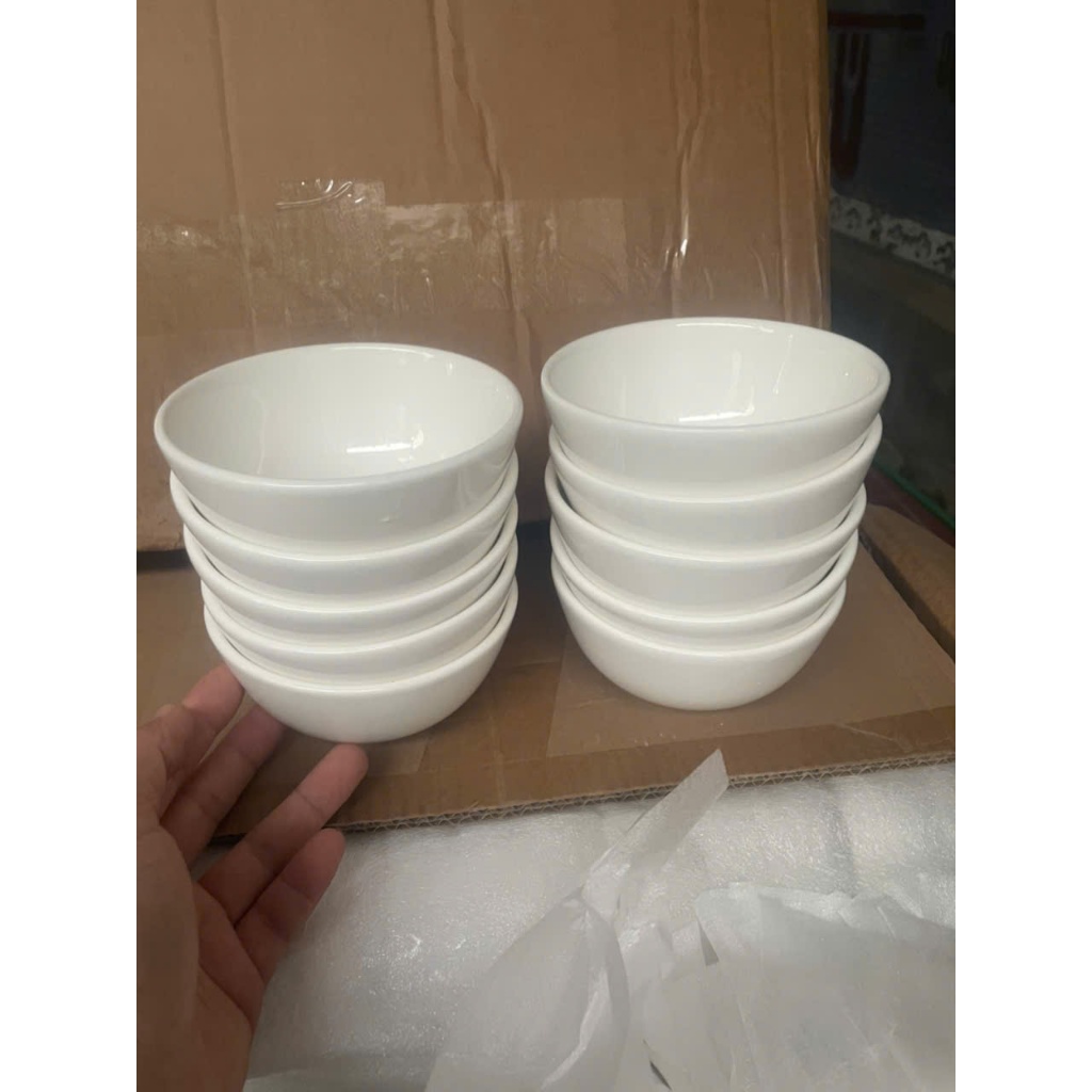Bát ăn cơm trắng không hoạ tiết ( combo 10 chiếc bát ăn cơm trắng )