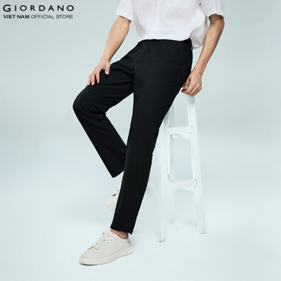 [Online Exclusive] GIORDANO Quần Dài Kaki Nam Dệt Thoi Vải 100% Cotton 01116092