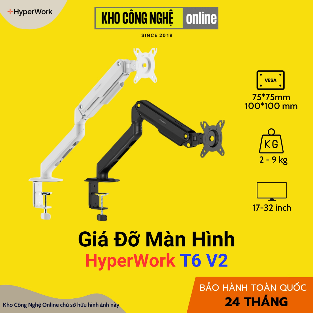 Giá Treo / ARM màn hình Human Motion T6 / HyperWork T6 Pro chuẩn Vesa (Hàng Chính Hãng)