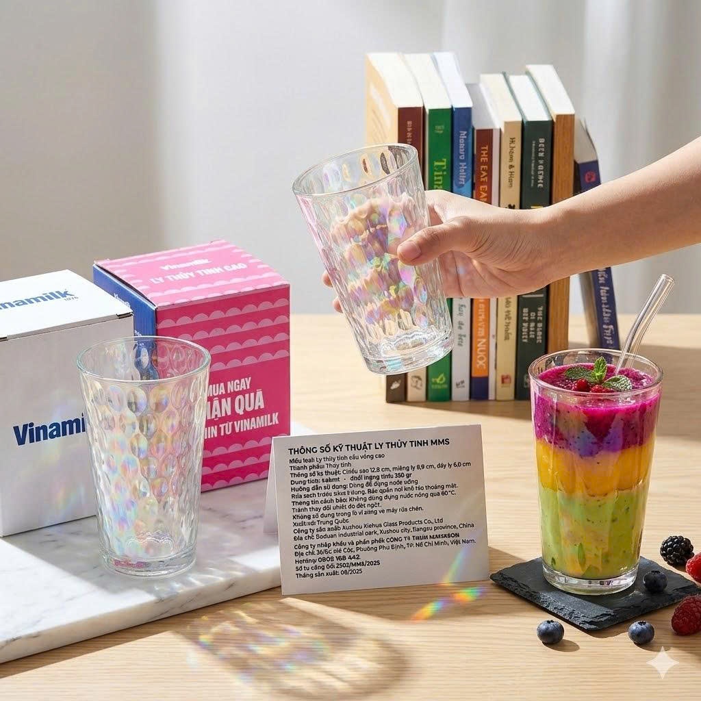 Combo 2 Ly Thuỷ Tinh Cầu Vồng 440ml Vinamilk