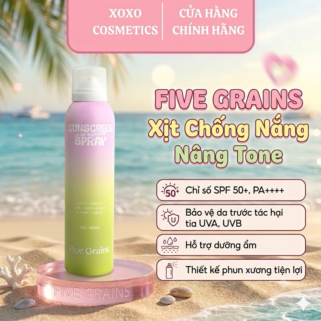 [FIVE GRAINS] Xịt Chống Nắng Cao cấp Five Grains Nâng Tone Pro-Xylane 160ML