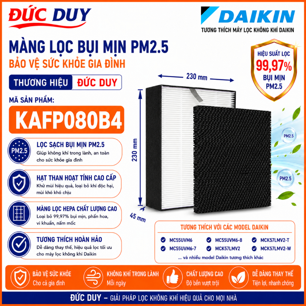 COMBO Màng lọc DAIKIN MCK55XJ MCK55XKS MCK55XN MCK55XY MCK55Y MCK55YBK MCK55YE9 MCK55YJ KAFP097A4