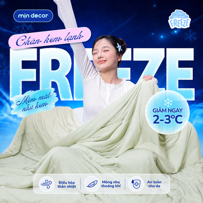Chăn Kem Lạnh Freeze Mịn Decor, Chăn Băng Nam Cực Mùa Hè Mềm Mát, Size 2mx2m2