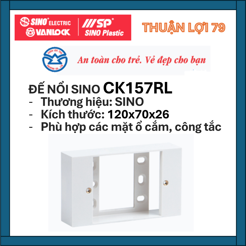 Đế Nổi Chữ Nhật Cao SINO - Đế Nổi Lắp Công Tắc  - CK157RH -CK157RL