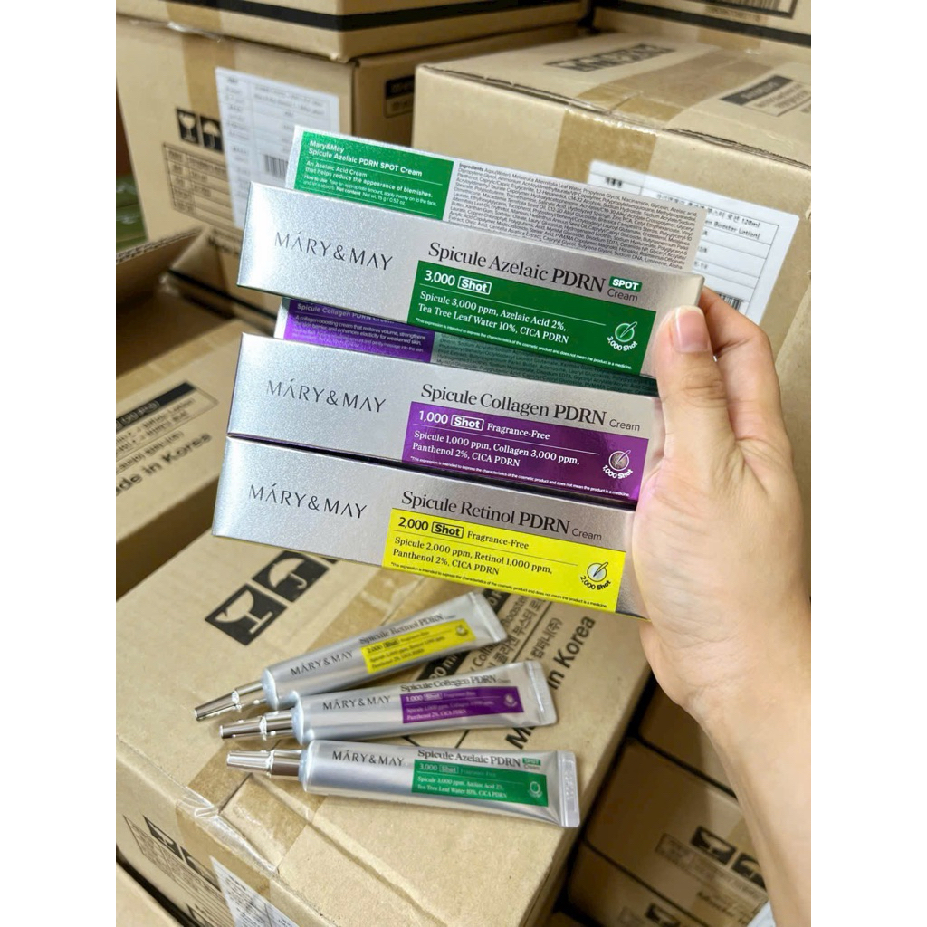 Kem PDRN phục hồi da nhà Mary & May Spicule Collagen PDRN Cream & Spicule Retinol PDRN Cream