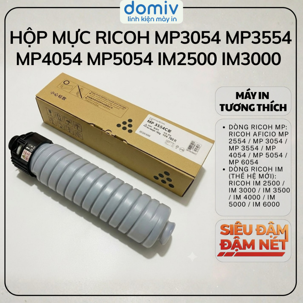 Hộp Mực Ricoh MP3054 MP3554 MP4054 MP5054 IM2500 IM3000 IM4000 In Đậm Nét Sạch Nền