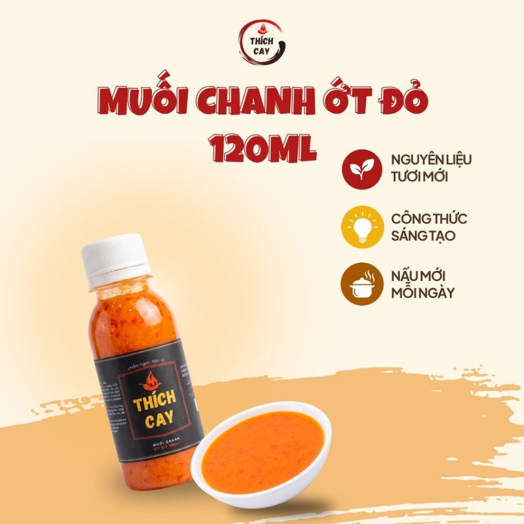 Muối chanh ớt đỏ Thích Cay 120ml chấm thịt nướng