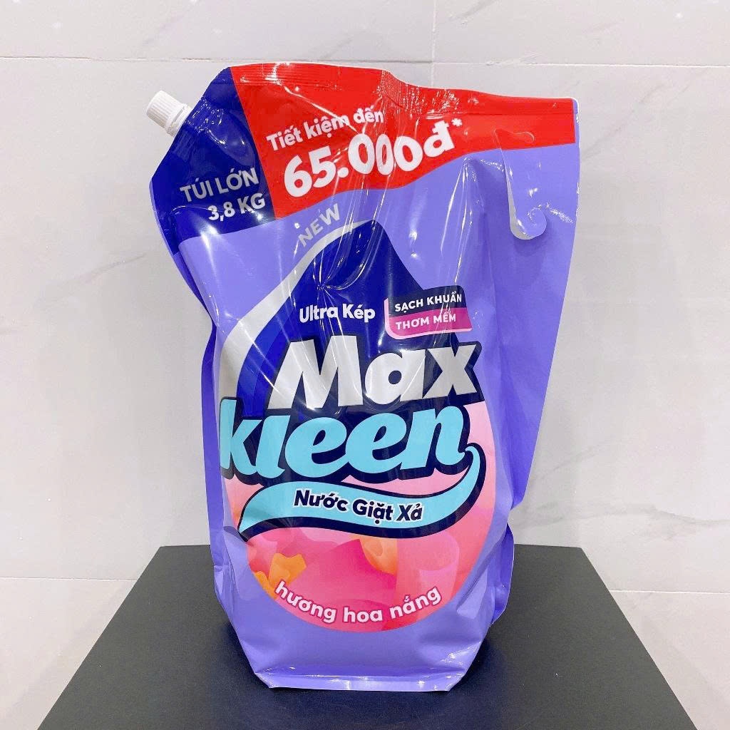 Nước giặt xả Max kleen hương hoa nắng túi 3,8kg