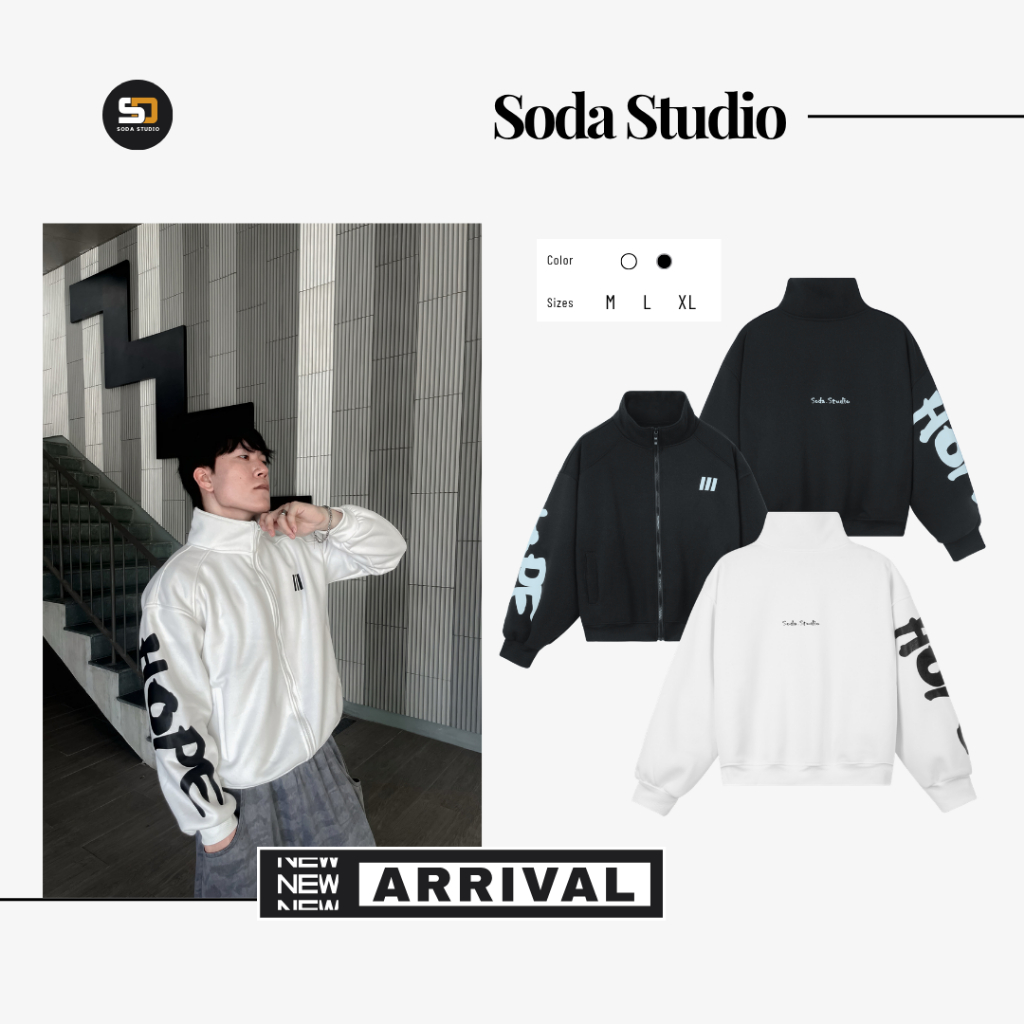 Soda Studio| Áo Hoodie Zip Form Boxy In ép nhiệt Hope 3