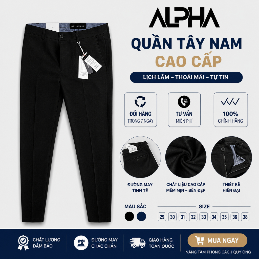 Quần Dài Tây Nam, quần Âu Gen Alpha chất liệu dày mịn, co giãn nhẹ GEN231