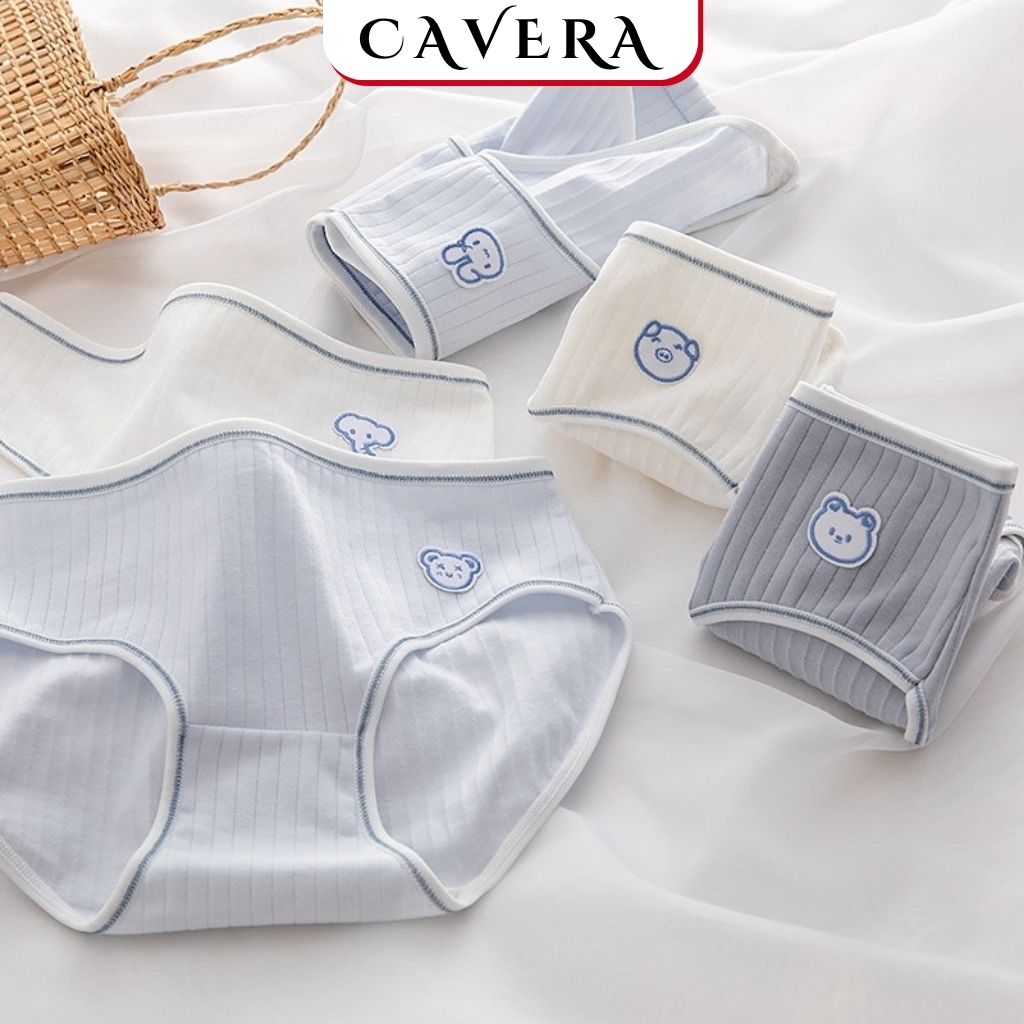 Quần Lót Nữ Cotton Co Giãn, Đồ Lót Nữ Lưng Vừa Hoạ Tiết Dễ Thương CAVERA VNL861