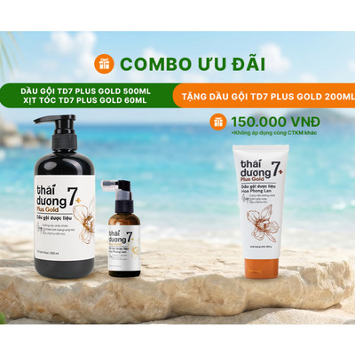 [Mua 2 tặng 1] Dầu gội 7 Plus Gold 500ml và Xịt tóc Thái Dương 7 Plus gold 60ml Tặng 1 Dầu gội/ dầu xả 7 Plus 200g