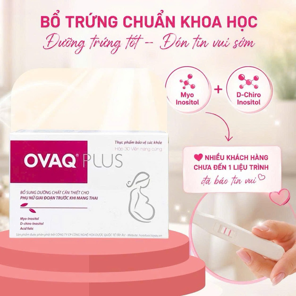 OVAQ PLUS – BỔ SUNG MYO-INOSITOL, D-CHIRO-INOSITOL & ACID FOLIC CHO PHỤ NỮ CHUẨN BỊ MANG THAI HộP 30
