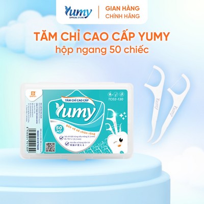 Tăm chỉ YUMY hộp 50 chiếc tăm nha khoa sợi chỉ mảnh dai vệ sinh răng an toàn bảo vệ nướu (TC02-130)