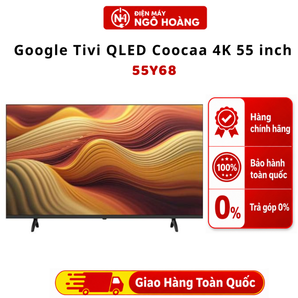 55Y68 - Smart Tivi Coocaa 55 inch 4K 55Y68 độ phân giải 4K (Ultra HD), tivi thông minh - Chính Hãng 