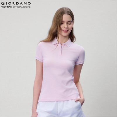 GIORDANO Áo Thun Nữ Có Cổ Trơn Lycra Polo 5316246