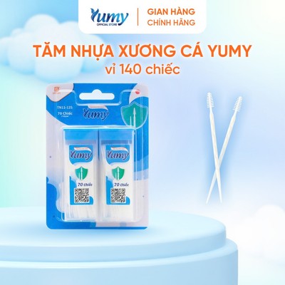 Tăm nhựa xương cá xỉa răng YUMY vỉ 140 chiếc, đầu tăm nhỏ nhựa dẻo nguyên sinh bảo vệ nướu(TN11-125)