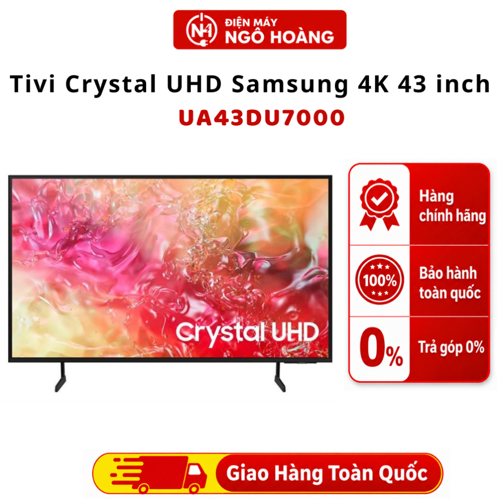 UA43DU7000 - Smart Tivi Samsung Crystal UHD 4K 43 inch UA43DU7000, hình ảnh sắc nét, tivi thông minh