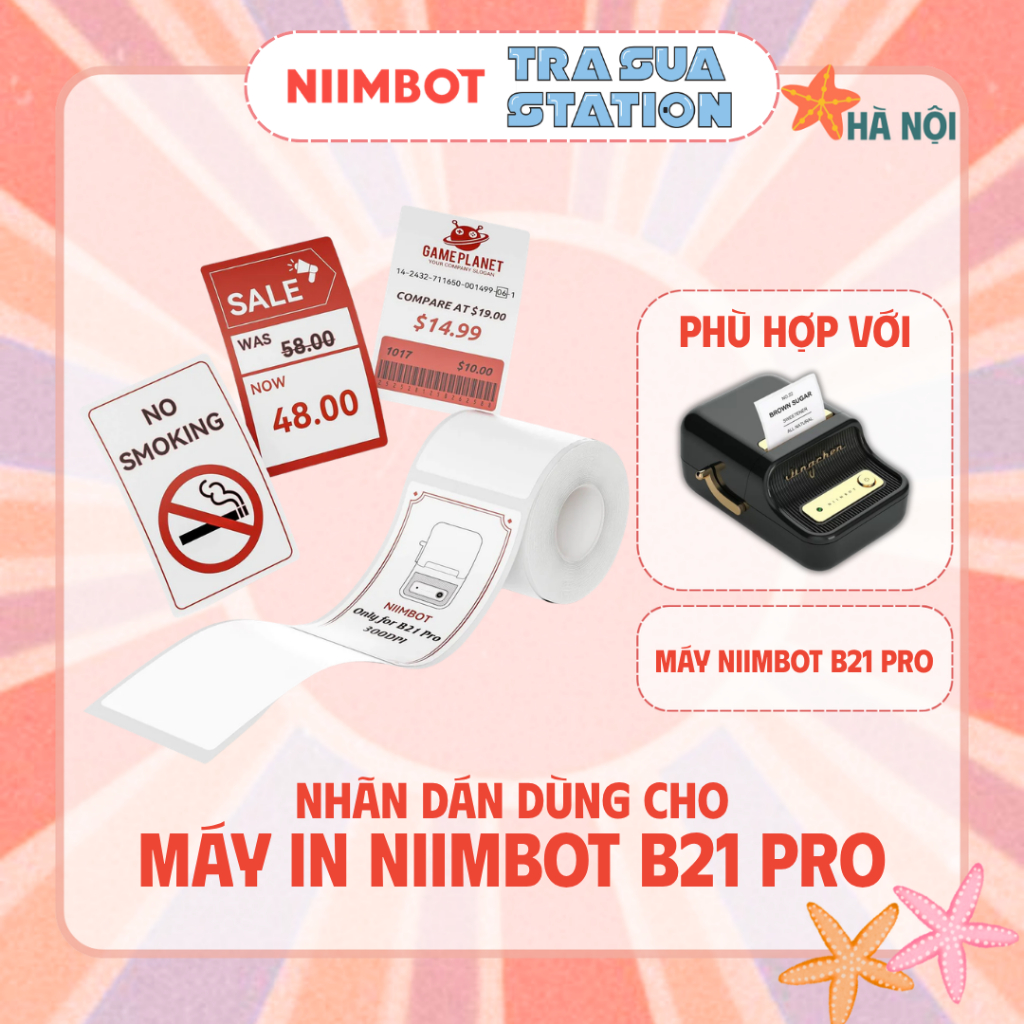 Giấy nhãn trắng trơn in được màu đỏ NIIMBOT dùng cho máy in label B21 Pro/  Chỉ dùng cho máy B21 Pro