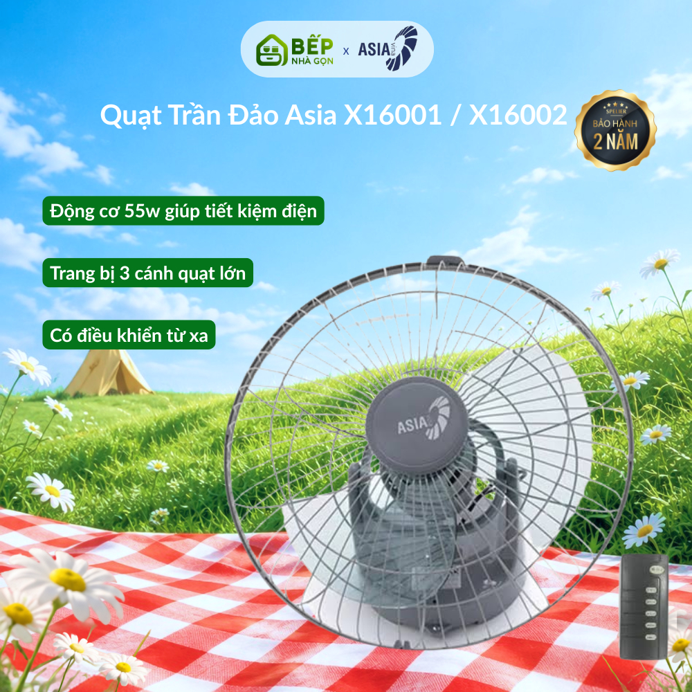 Quạt Trần Đảo Asia X16001 / X16002 (55W) X16002 Có Remote Đi Kèm - Bảo Hành Chính Hãng 24 Tháng