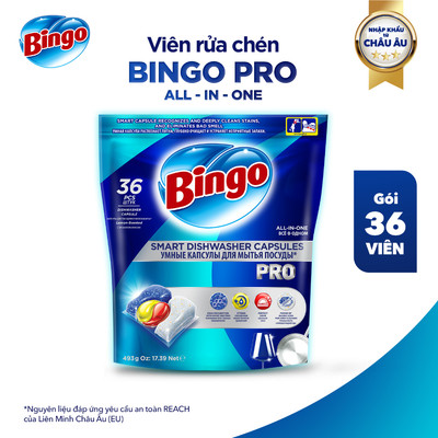 Combo 3 Viên Rửa Bát Chén Bingo Pro Cho Máy Rửa Bát Máy Rửa Chén 36 Viên Sạch Sâu Diệt Khuẩn