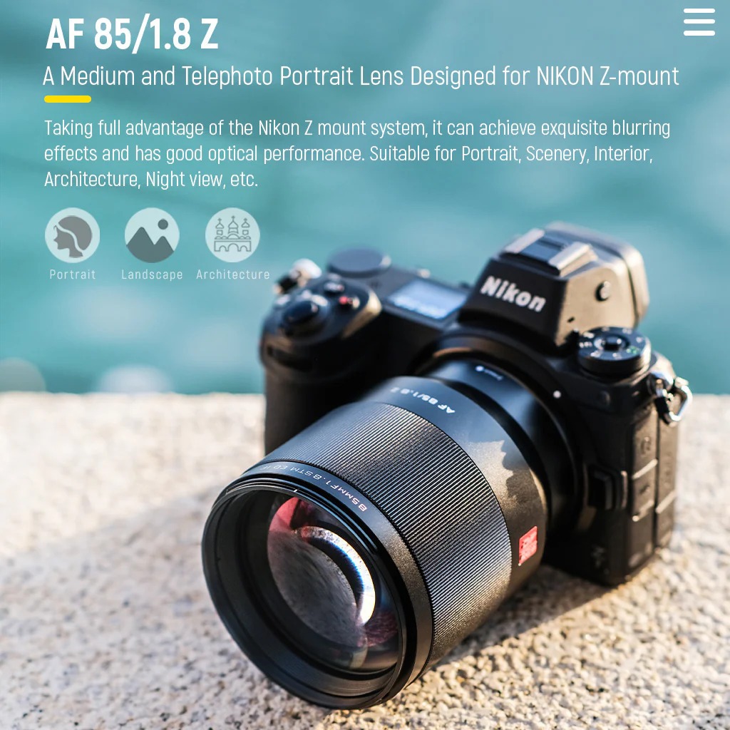 VILTROX AF 85mm F1.8 Z Full Frame Lens For Nikon Z Camera