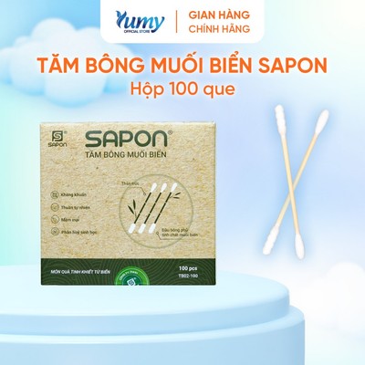 Combo 20 hộp Tăm bông muối biển SAPON thân trúc 100 que bông kháng khuẩn mềm mịn an toàn (TB02_100)