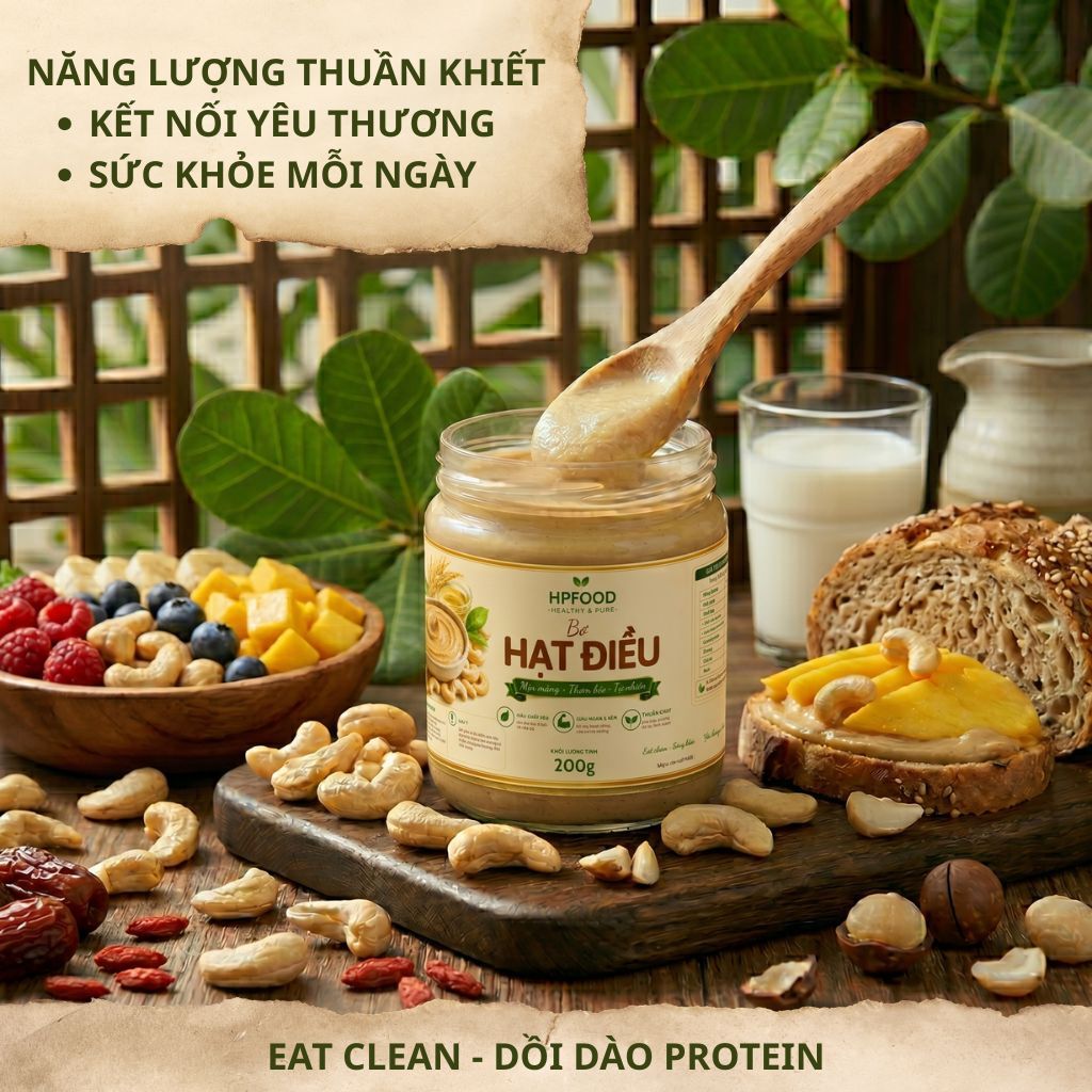 Bơ Hạt Điều HP Food Sánh Mịn Thơm Béo Tự Nhiên (Hũ 200g/500g)