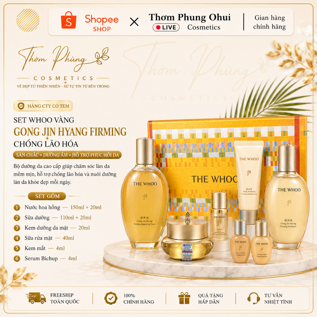 [ Hàng Cty có tem ] Set Dưỡng Whoo Vàng Chống Lão Hoá Cấp Ẩm THE WHOO vàng Gongjinhyang full set