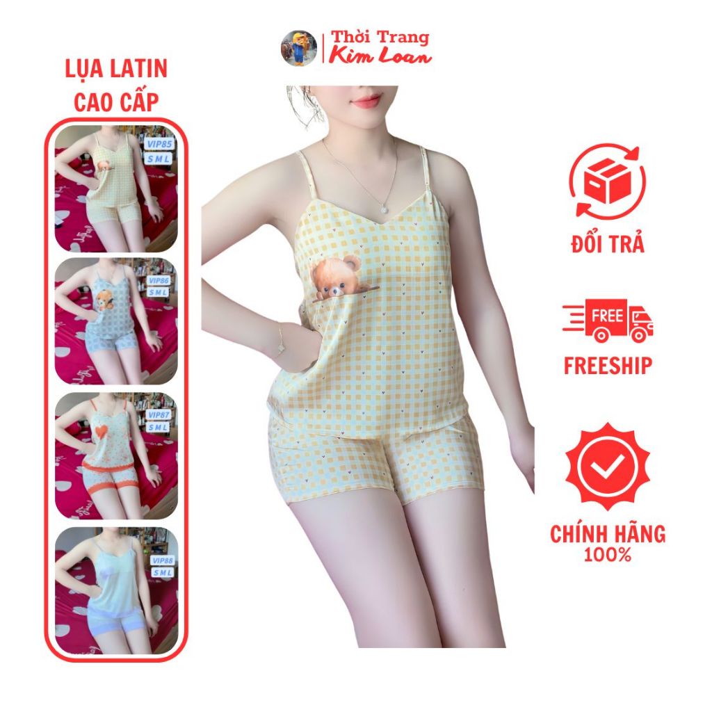 [VIP85,VIP86,VIP87,VIP88] - Đồ bộ hai dây nữ hoạ tiết nhiều màu, chất liệu lụa Latin cao cấp