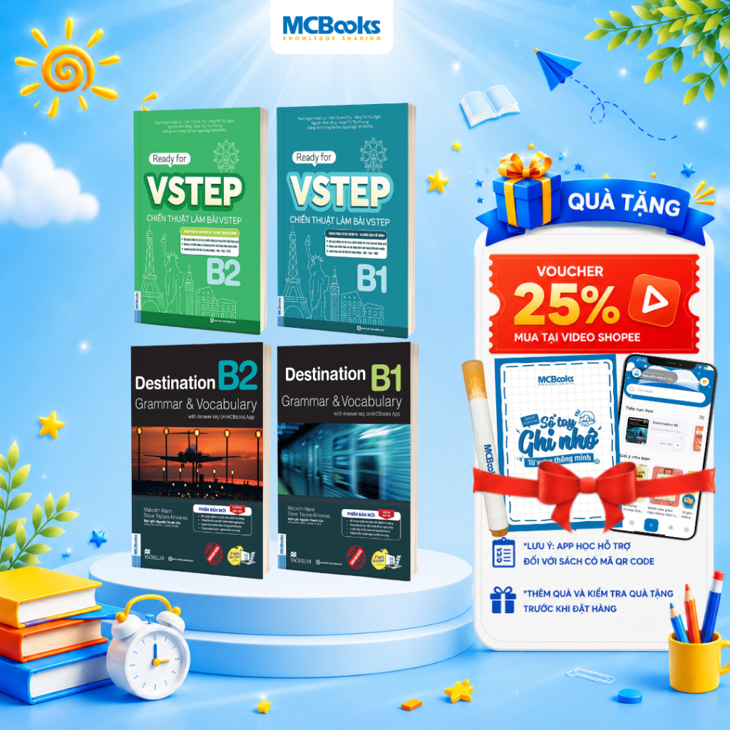 Sách - Combo Luyện thi chứng chỉ Tiếng Anh trình độ B1,B2 - Destination B1,B2 + VSTEP B1,B2