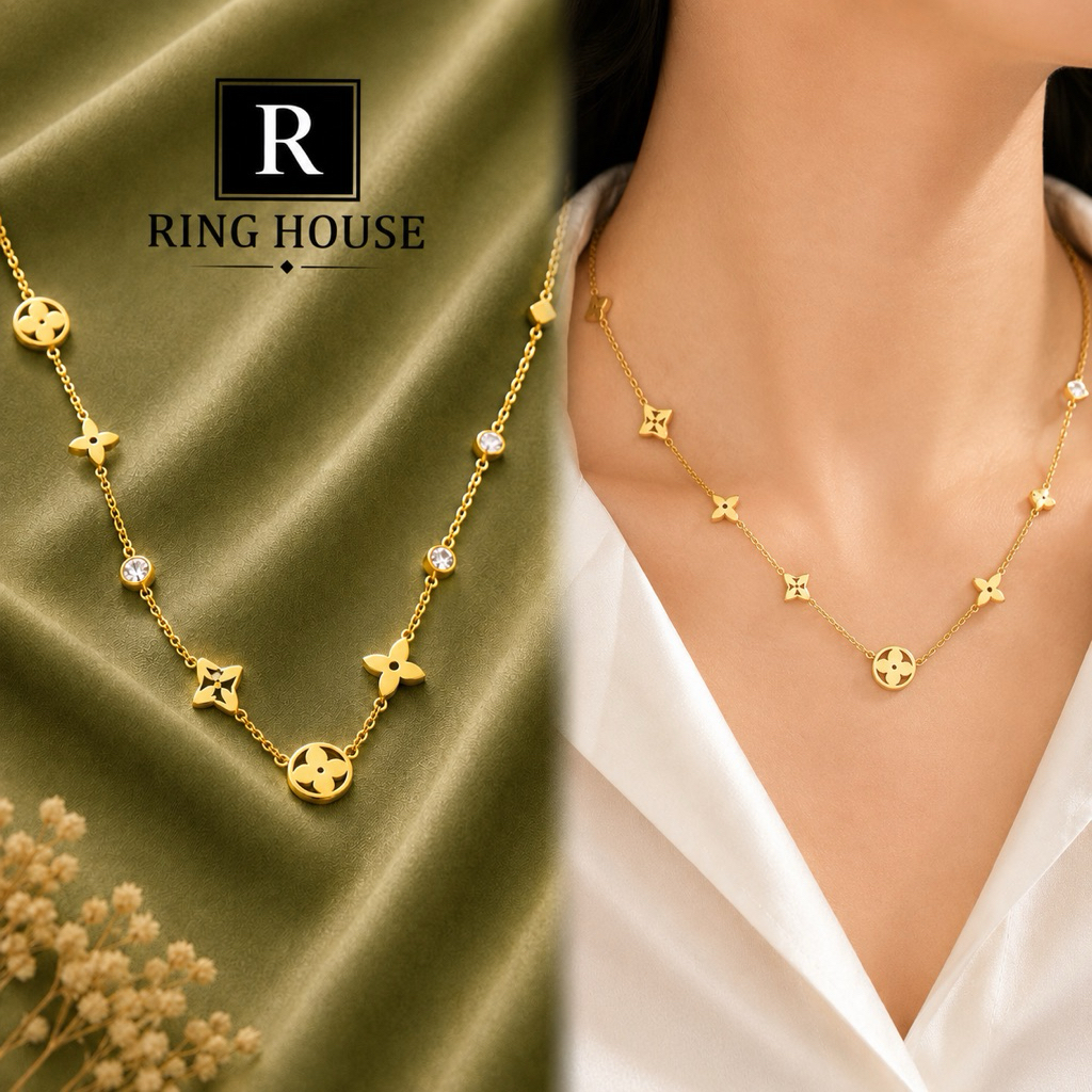 (Titan) N25 Dây Chuyền Vòng Cổ Nữ Titan Không Đen Gỉ Đẹp Ring House