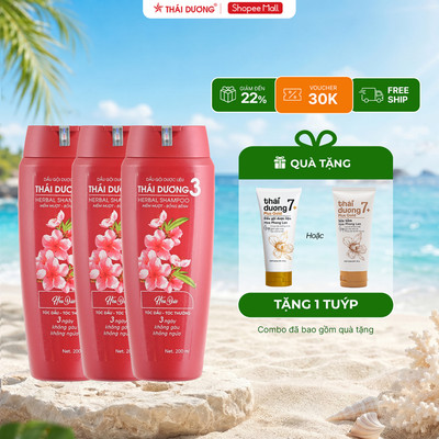 [Hoả tốc] Combo 3 chai Dầu gội Thái Dương 3 (chai 200ml) tặng 1 Dầu gội Thái Dương 7 Plus Gold 50g