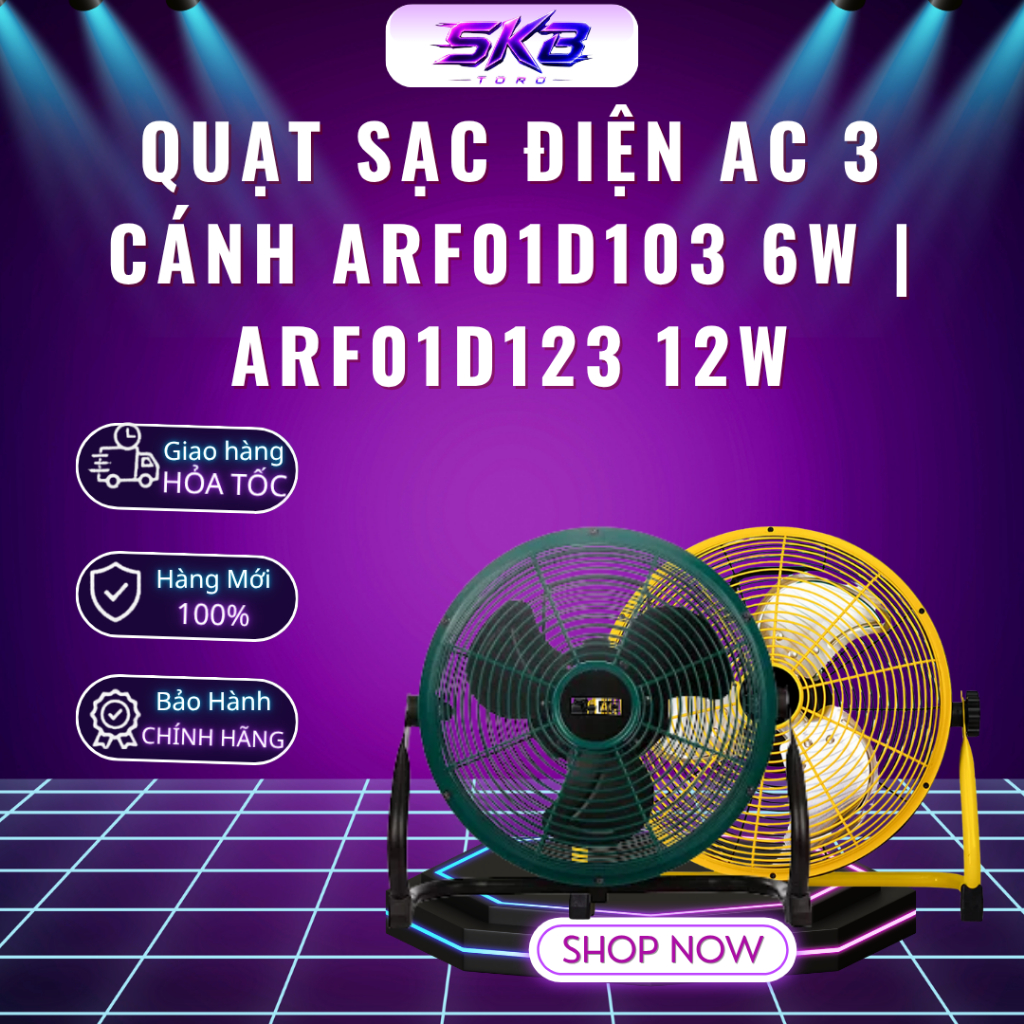 Quạt sạc điện AC 3 cánh ARF01D103 6W | ARF01D123 12W - Bảo hành 12 tháng