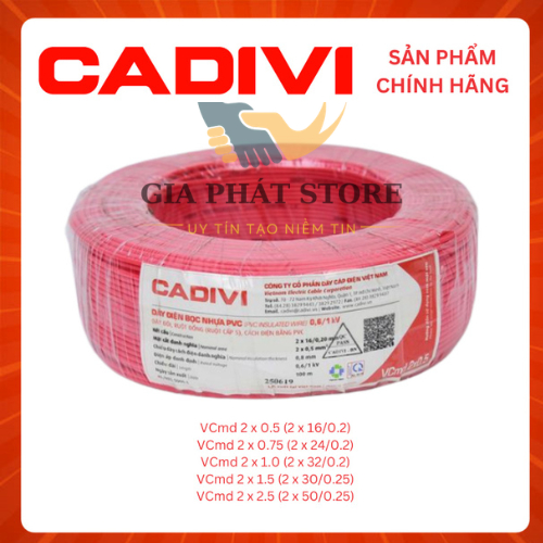 [Hỏa Tốc] Dây Điện Đôi CADIVI VCMD 2x16, 2x24, 2x32, 2x30, 2x50 Cuộn 100 Mét - Hàng Chính Hãng