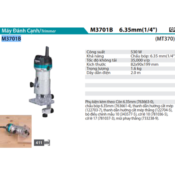 Máy phay/ đánh cạnh Makita M3701B (6mm)