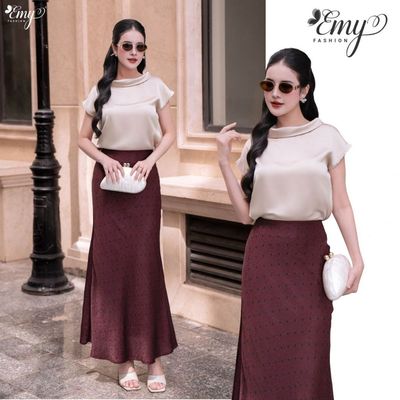 [LƯU Ý SẢN PHẨM CHỈ ÁO] Áo Thiết Kế EMY Thời Trang Cao Cấp A9551 Lụa Vân Gỗ Sang Trọng Thanh Lịch
