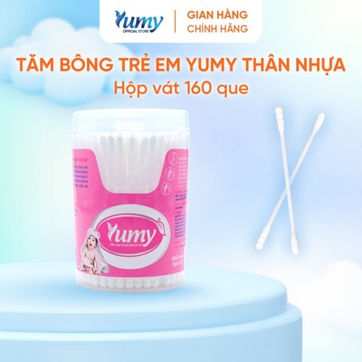Tăm bông trẻ em YUMY Baby hộp vát 160 que hai đầu tròn xoắn, bông mềm mịn an toàn cho bé (TB01-027)