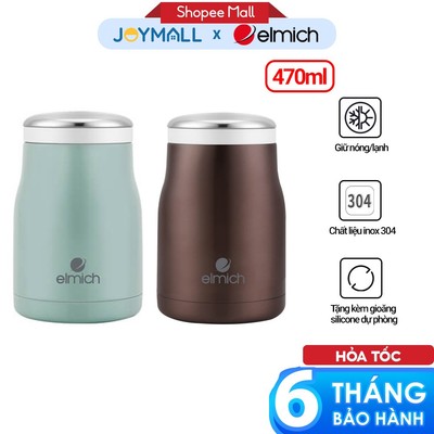 Bình đựng thức ăn giữ nhiệt Elmich EL-8291 470ml, Hàng chính hãng, thép không gỉ Inox 304 - JoyMall