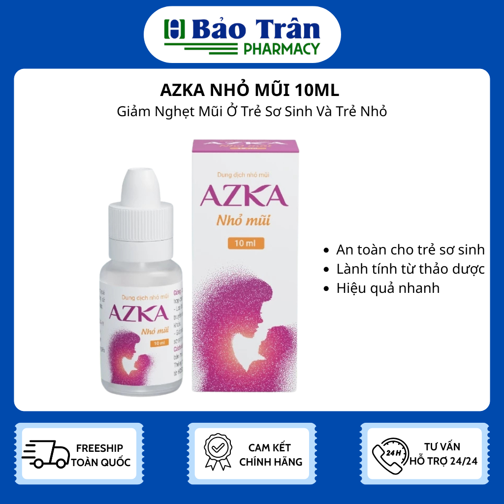 Azka nhỏ mũi 10ml - Giảm Nghẹt Mũi Ở Trẻ Sơ Sinh Và Trẻ Nhỏ - Cải Thiện Triệu Chứng Cảm