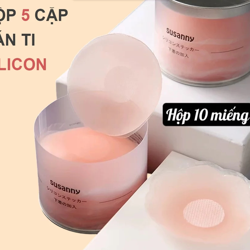Miếng Dán Ngực Tàng Hình Silicon Siêu Mỏng Siêu Dính An Toàn Cho Da Hộp Hồng ( hộp 5 đôi )